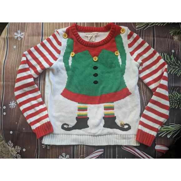 Kids Elf Christmas Sweater Holiday Party If It Were Me Size S (7-8) - Picture 1 of 5